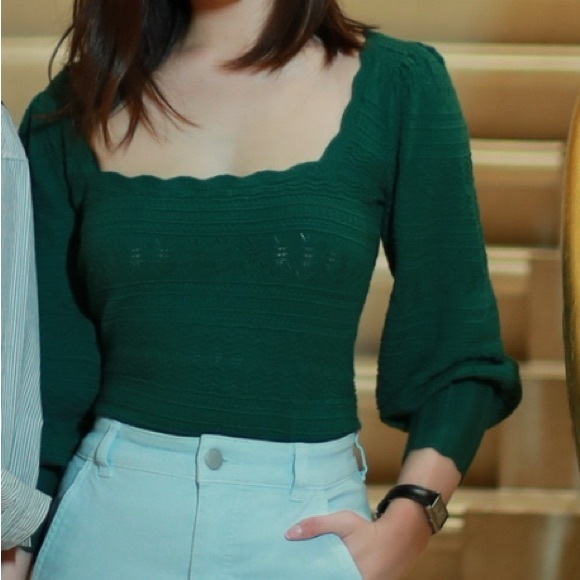 Sezane Green Knit Top - Picture 3 of 9